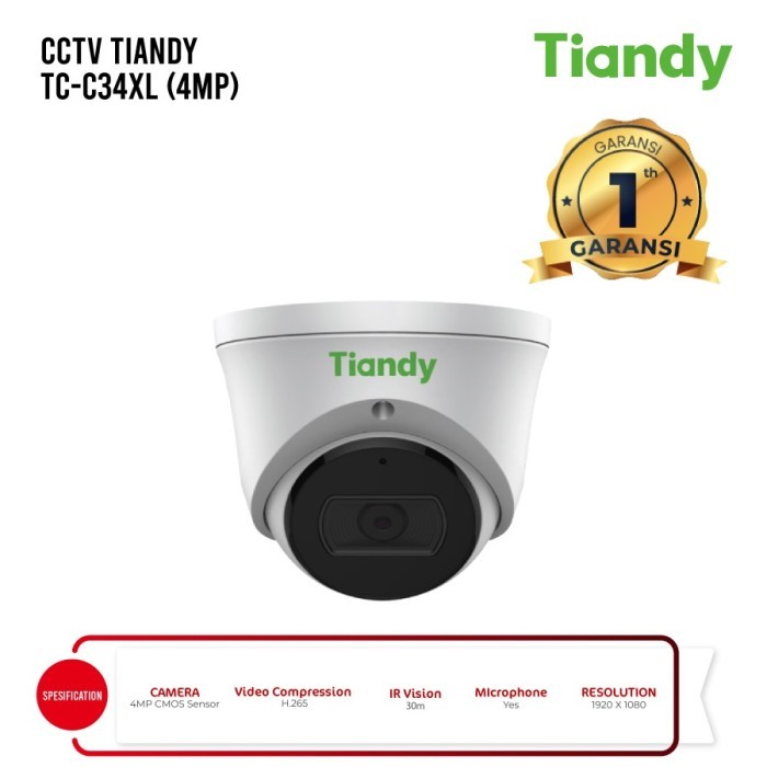 IPCAM TIANDY INDOOR 4MP COLORMAKER AUDIO TC-C34XL