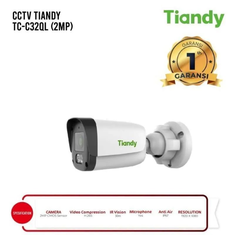IPCAM TIANDY OUTDOOR 2MP COLORMAKER AUDIO TC-C32QL